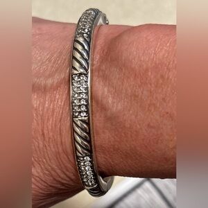 Brighton Silver Plated Twisted Rope and Crystal Hinged Bracelet